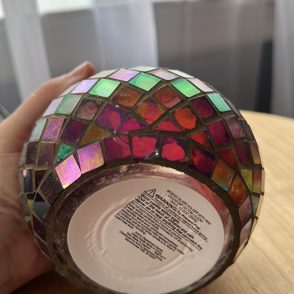 2 green and maroon mosaic candle holders! - Picture 12 of 12